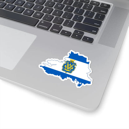 Flag-map of Kherson Oblast (Ukraine) STICKER Vinyl Kiss-Cut Decal - The Sticker Space