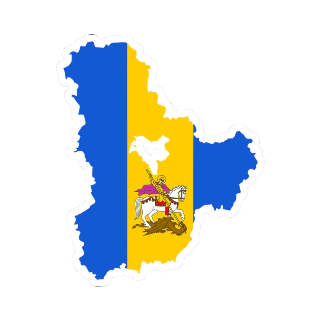 Flag-map of Kiev Oblast (Ukraine) STICKER Vinyl Kiss-Cut Decal 2 Inch White - The Sticker Space