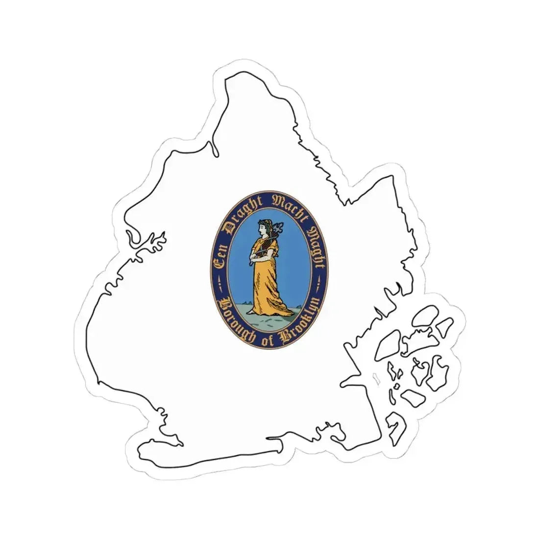 Flag-map of Kings County New York (United States) STICKER Vinyl Kiss-Cut Decal 4 Inch White - The Sticker Space