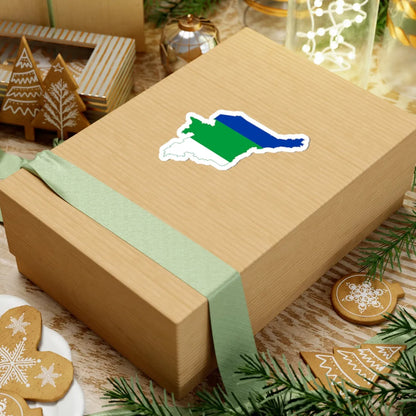 Flag-map of Komi Republic (Russia) STICKER Vinyl Kiss-Cut Decal - The Sticker Space