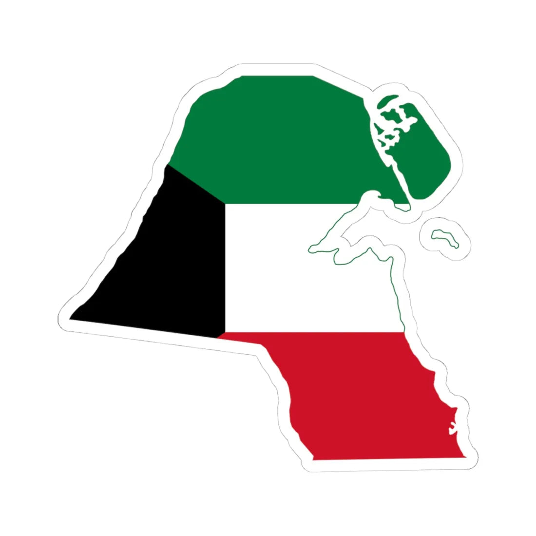 Flag-map of Kuwait (Kuwait) STICKER Vinyl Kiss-Cut Decal 4 Inch White - The Sticker Space