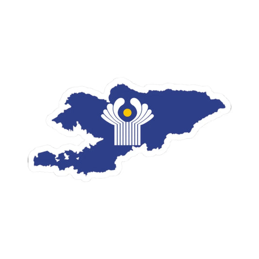 Flag-map of Kyrgyzstan CIS (Kyrgyzstan) STICKER Vinyl Kiss-Cut Decal 2 Inch White - The Sticker Space