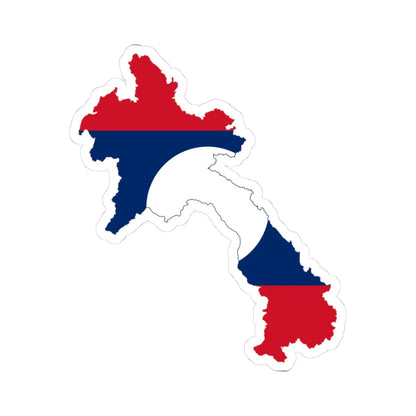 Flag-map of Laos (Laos) STICKER Vinyl Kiss-Cut Decal 3 Inch White - The Sticker Space