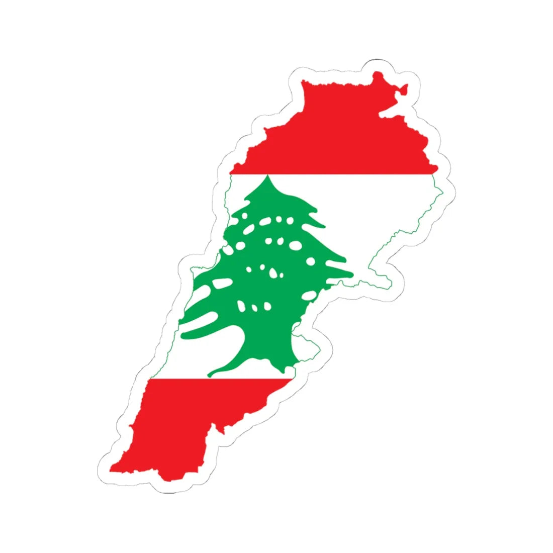 Flag-map of Lebanon (Lebanon) STICKER Vinyl Kiss-Cut Decal 4 Inch White - The Sticker Space