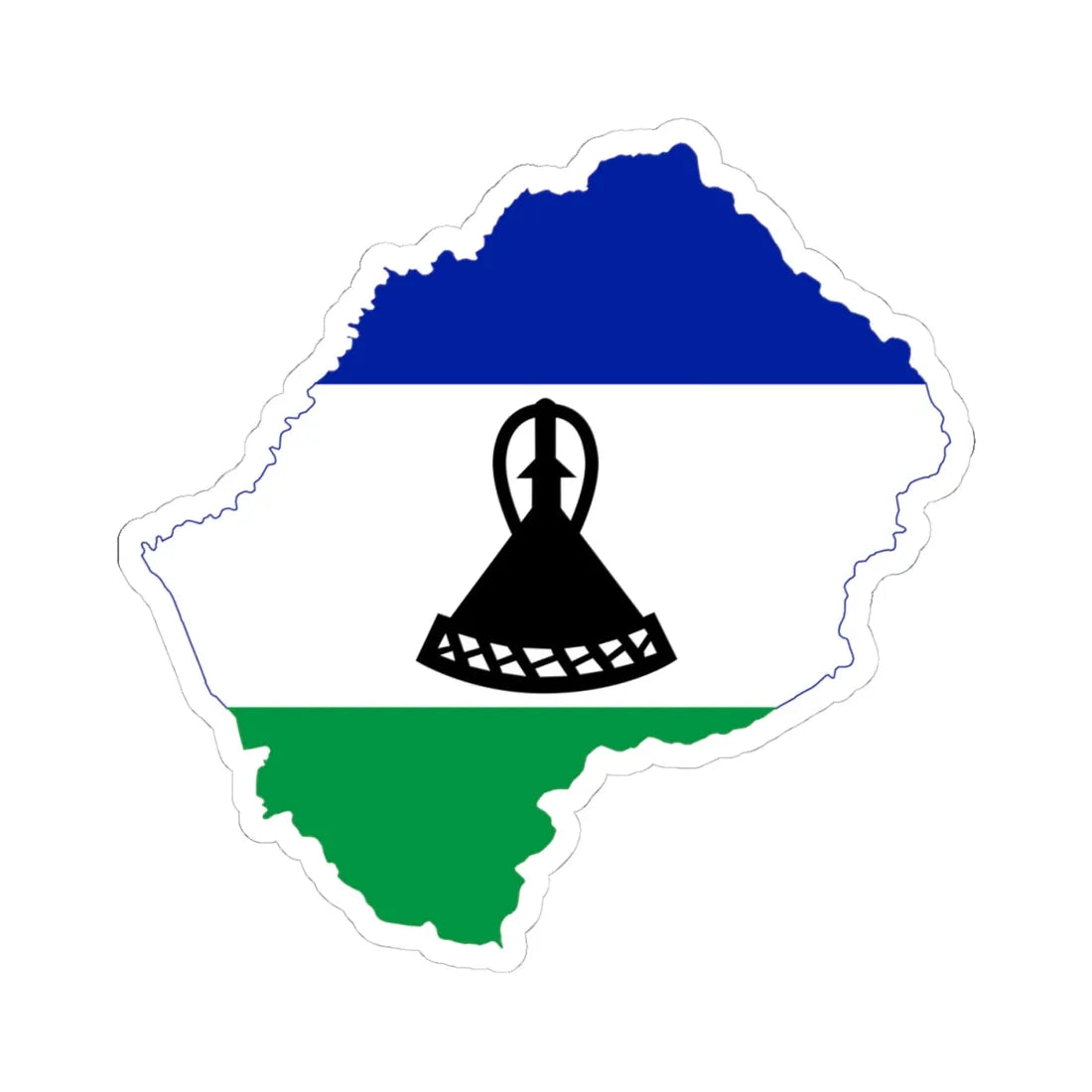 Flag map of Lesotho (Lesotho) STICKER Vinyl Kiss-Cut Decal 4 Inch White - The Sticker Space