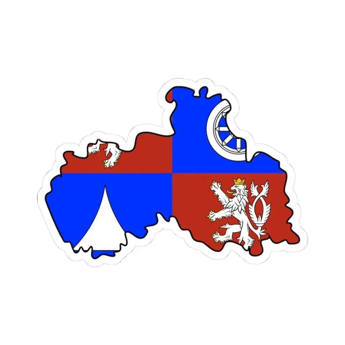Flag-map of Liberec Region (Czech Republic) STICKER Vinyl Kiss-Cut Decal 3 Inch White - The Sticker Space