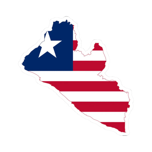 Flag map of Liberia (Liberia) STICKER Vinyl Kiss-Cut Decal 2 Inch White - The Sticker Space
