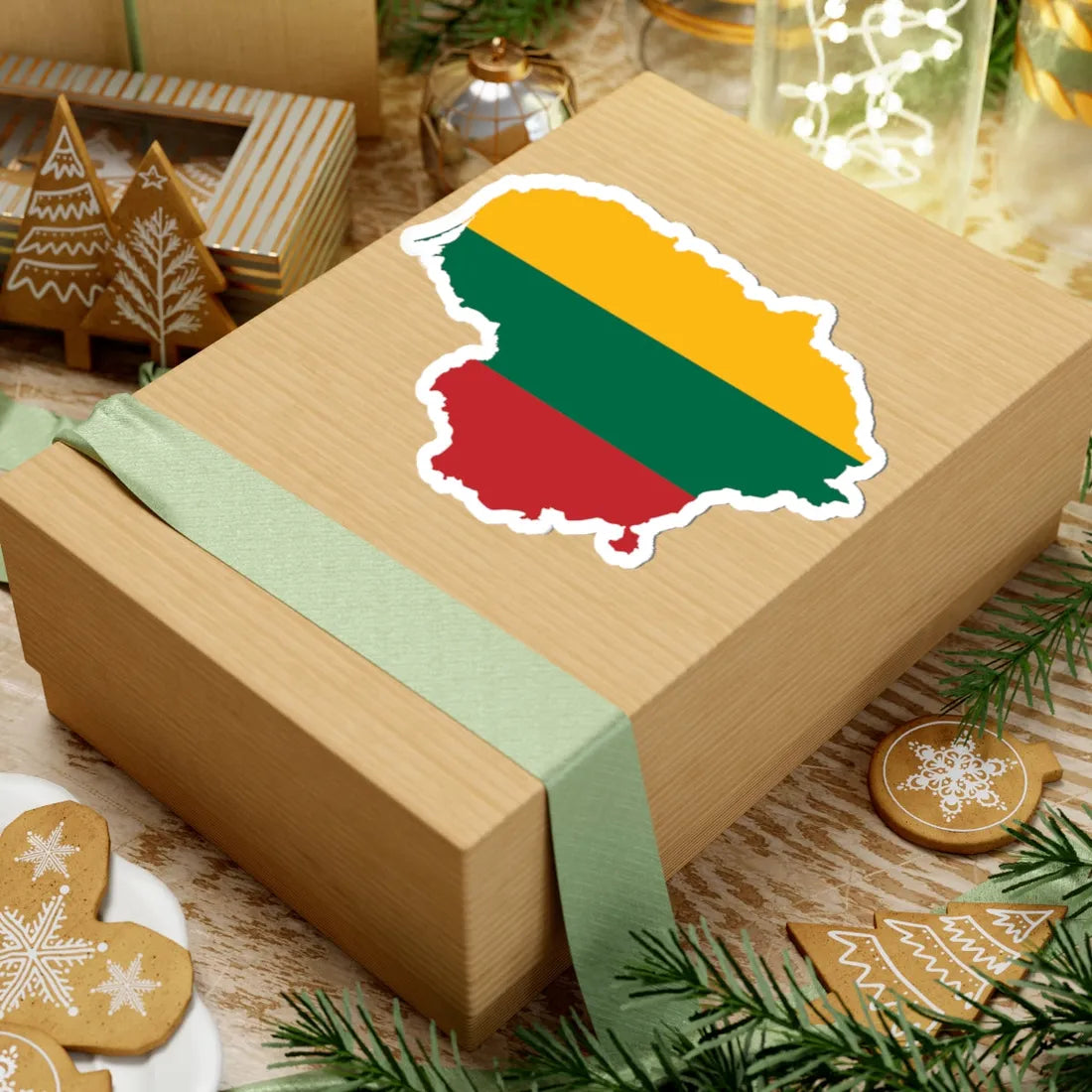 Flag-map of Lithuania (Lithuania) STICKER Vinyl Kiss-Cut Decal - The Sticker Space