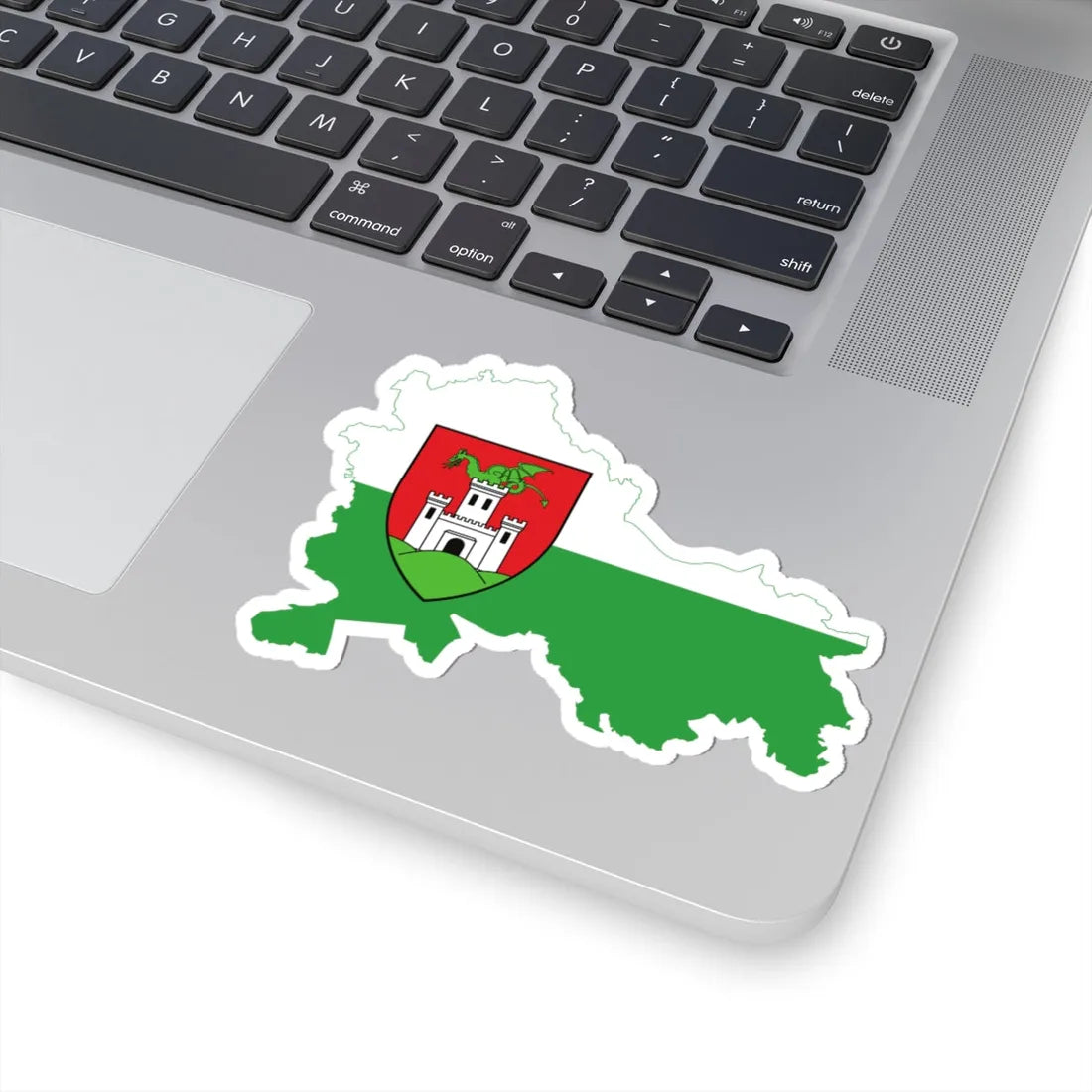 Flag-map of Ljubljana (Slovenia) STICKER Vinyl Kiss-Cut Decal - The Sticker Space