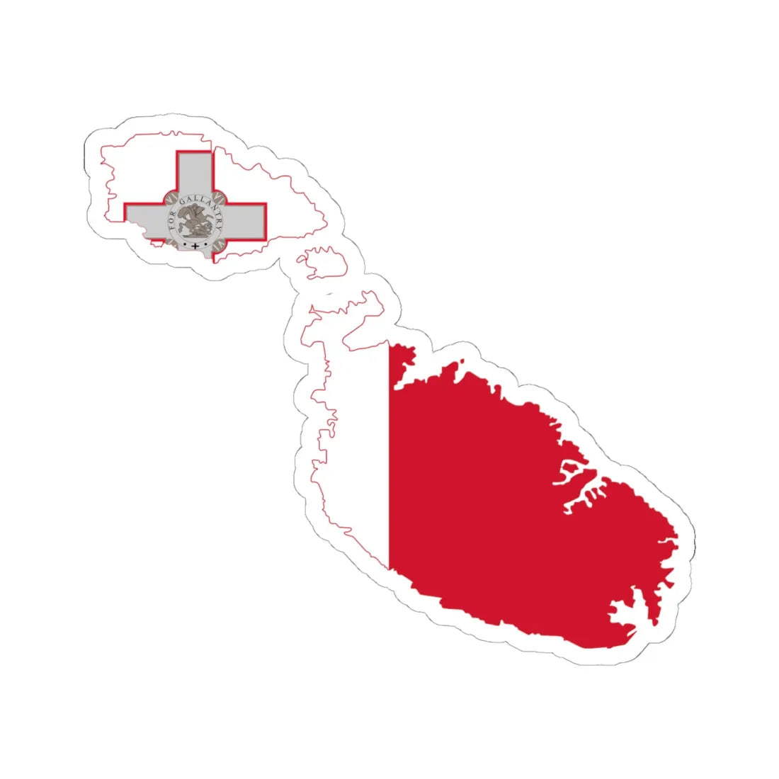 Flag map of Malta (Malta) STICKER Vinyl Kiss-Cut Decal 6 Inch White - The Sticker Space