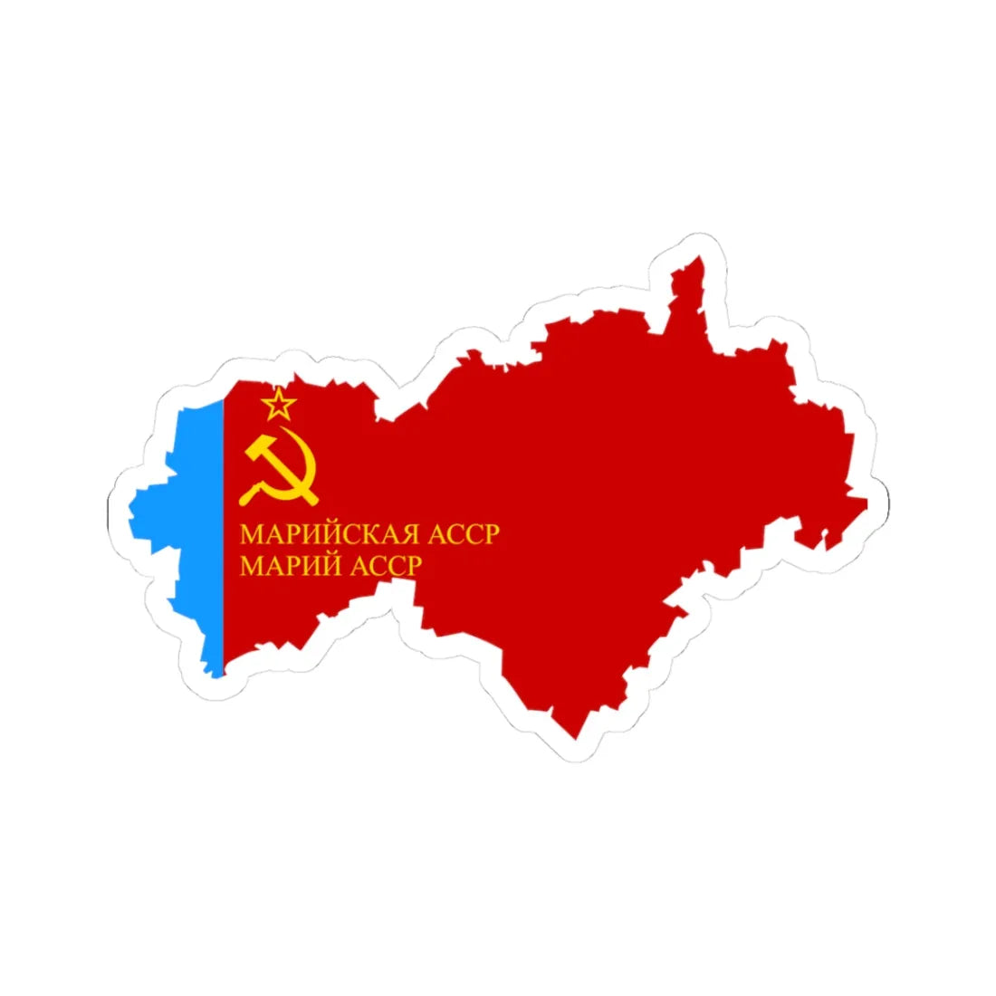 Flag-map of Mari ASSR (Russia) STICKER Vinyl Kiss-Cut Decal 3 Inch White - The Sticker Space