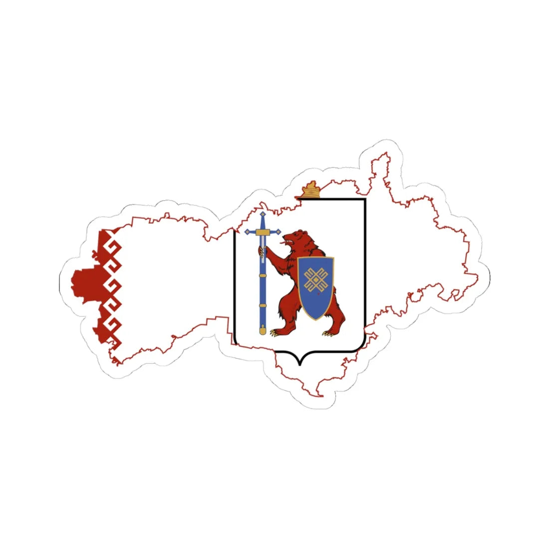Flag-map of Mari El (Russia) STICKER Vinyl Kiss-Cut Decal 4 Inch White - The Sticker Space