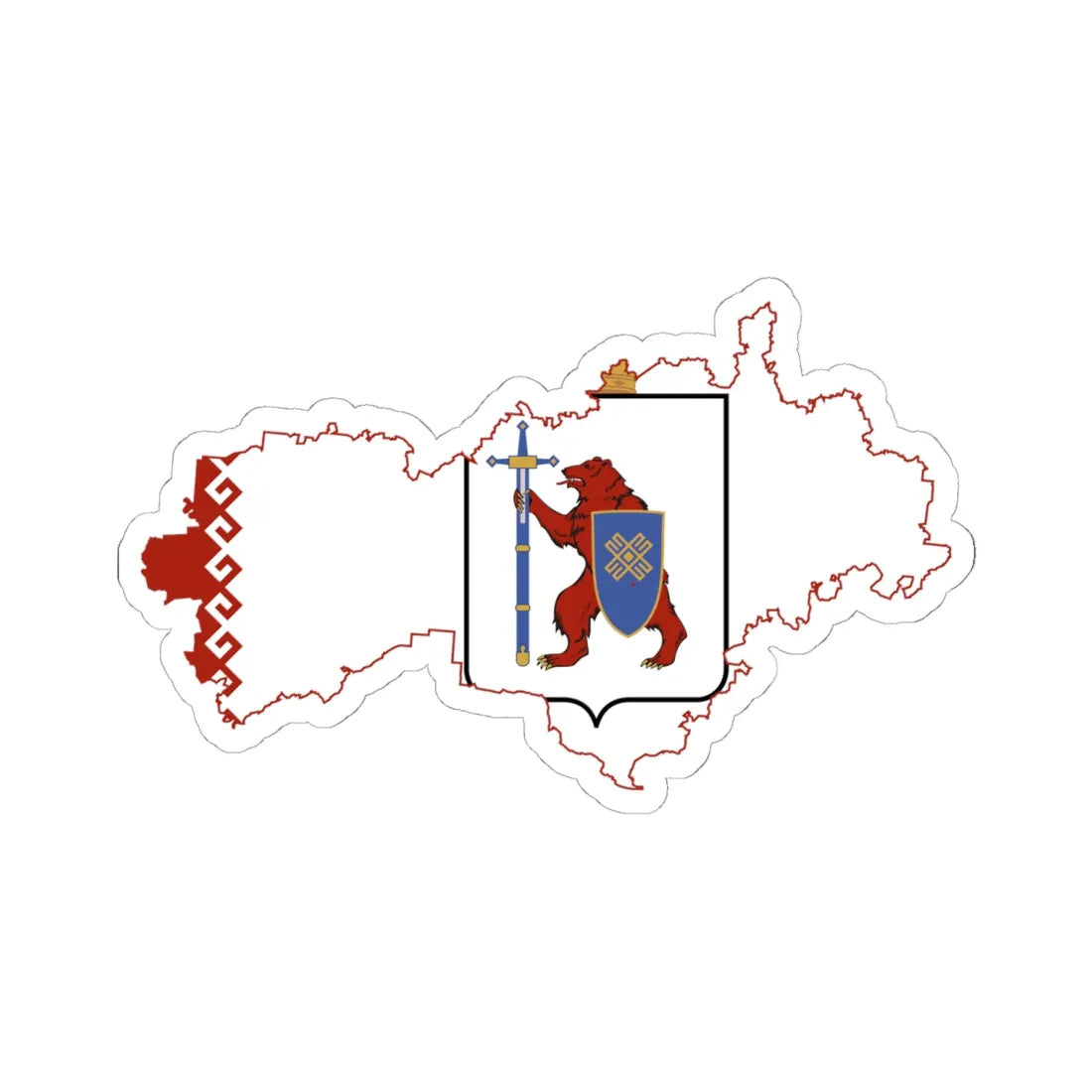 Flag-map of Mari El (Russia) STICKER Vinyl Kiss-Cut Decal 6 Inch White - The Sticker Space