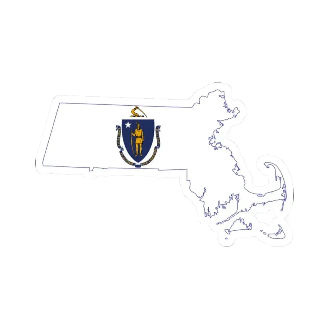 Flag-map of Massachusetts (United States) STICKER Vinyl Kiss-Cut Decal 2 Inch White - The Sticker Space