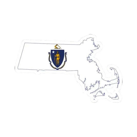Flag-map of Massachusetts (United States) STICKER Vinyl Kiss-Cut Decal 2 Inch White - The Sticker Space