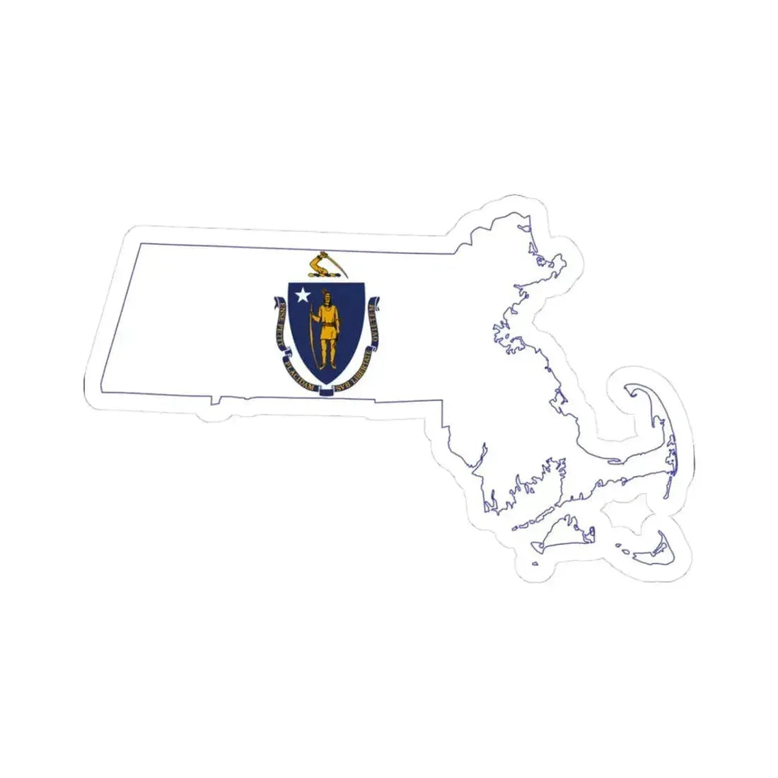 Flag-map of Massachusetts (United States) STICKER Vinyl Kiss-Cut Decal 3 Inch White - The Sticker Space