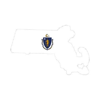 Flag-map of Massachusetts without outline (United States) STICKER Vinyl Kiss-Cut Decal 4 Inch White - The Sticker Space
