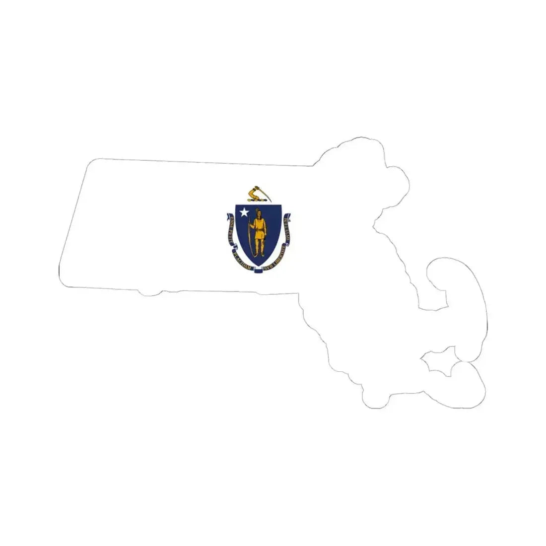 Flag-map of Massachusetts without outline (United States) STICKER Vinyl Kiss-Cut Decal 6 Inch White - The Sticker Space