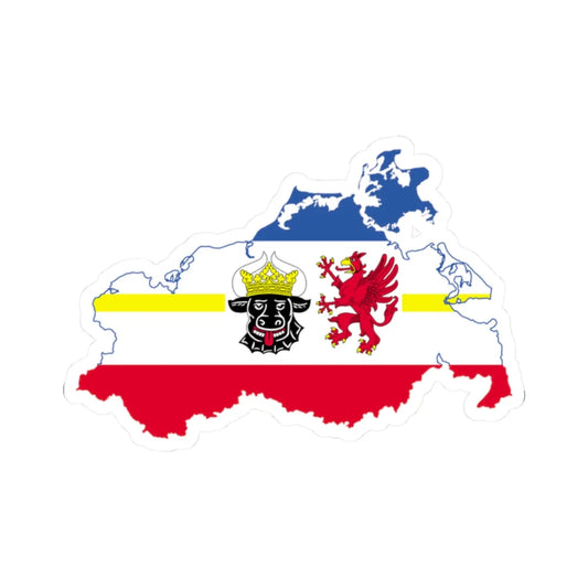 Flag map of MecklenburgVorpommern (Germany) STICKER Vinyl Kiss-Cut Decal 2 Inch White - The Sticker Space