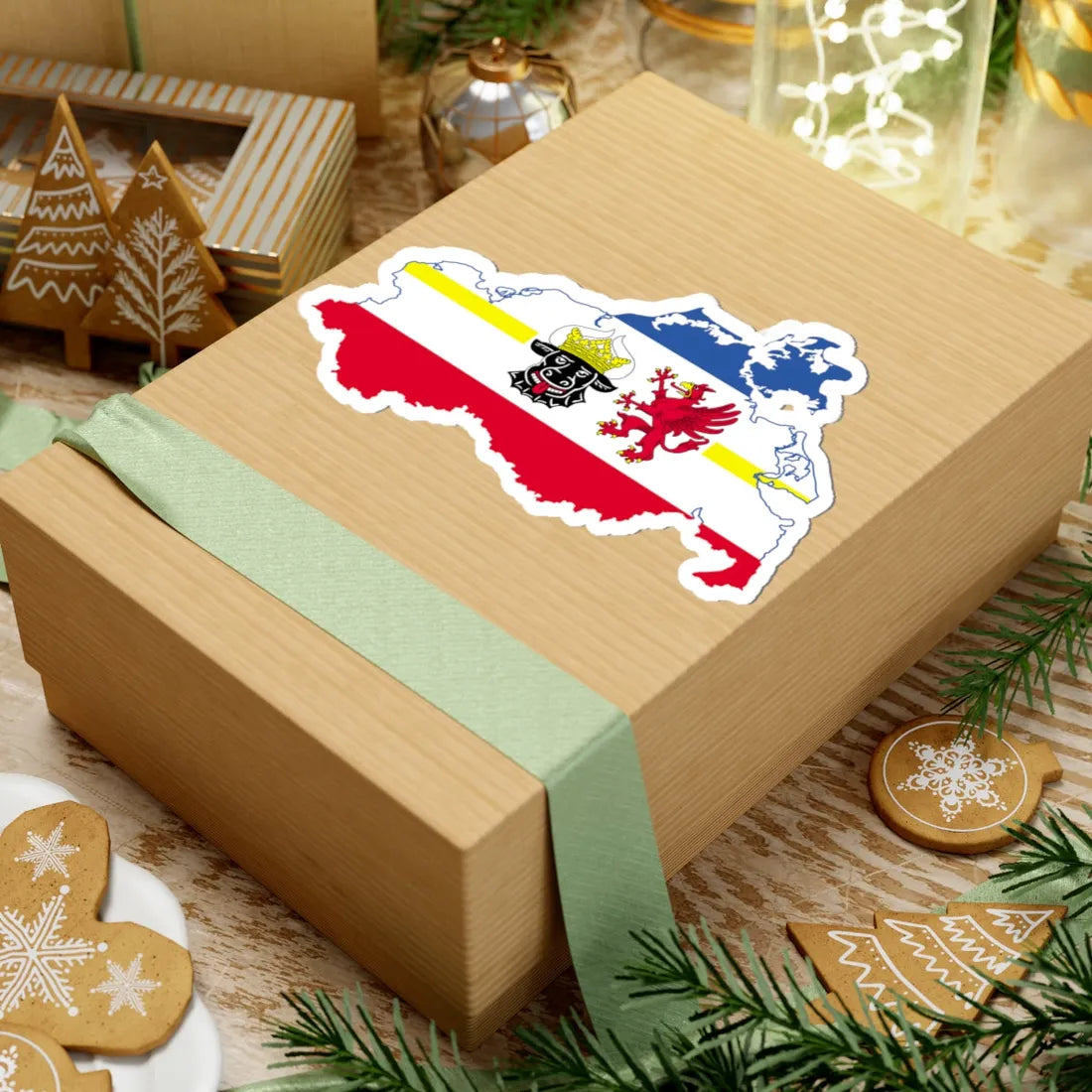 Flag map of MecklenburgVorpommern (Germany) STICKER Vinyl Kiss-Cut Decal - The Sticker Space