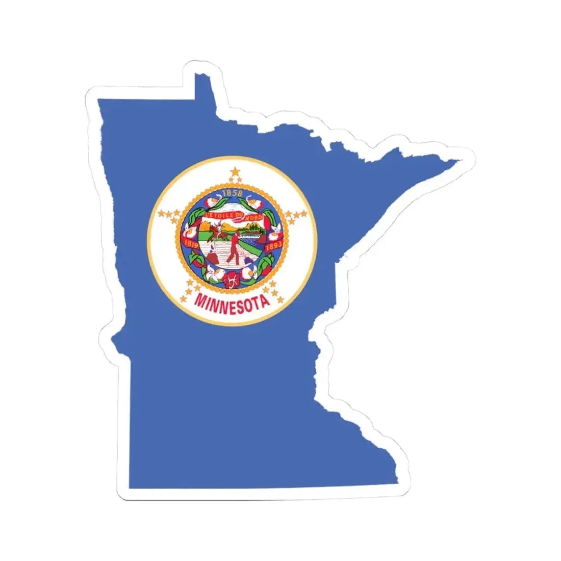 Flag-map of Minnesota alternative version (United States) STICKER Vinyl Kiss-Cut Decal 3 Inch White - The Sticker Space