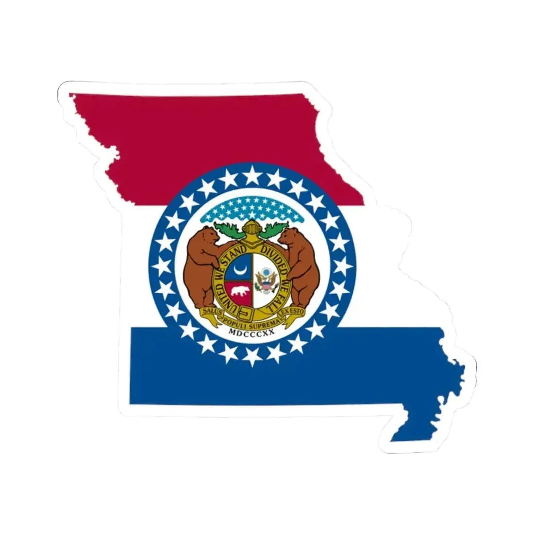 Flag-map of Missouri (United States) STICKER Vinyl Kiss-Cut Decal 2 Inch White - The Sticker Space