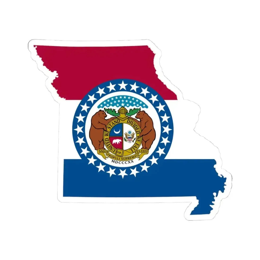 Flag-map of Missouri (United States) STICKER Vinyl Kiss-Cut Decal 3 Inch White - The Sticker Space