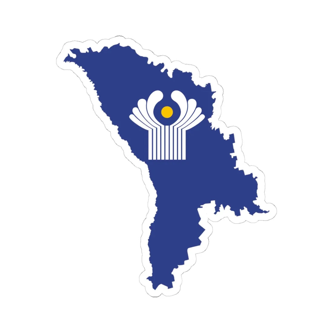 Flag-map of Moldova CIS (Moldova) STICKER Vinyl Kiss-Cut Decal 4 Inch White - The Sticker Space