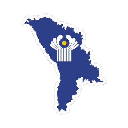 Flag-map of Moldova CIS (Moldova) STICKER Vinyl Kiss-Cut Decal 4 Inch White - The Sticker Space