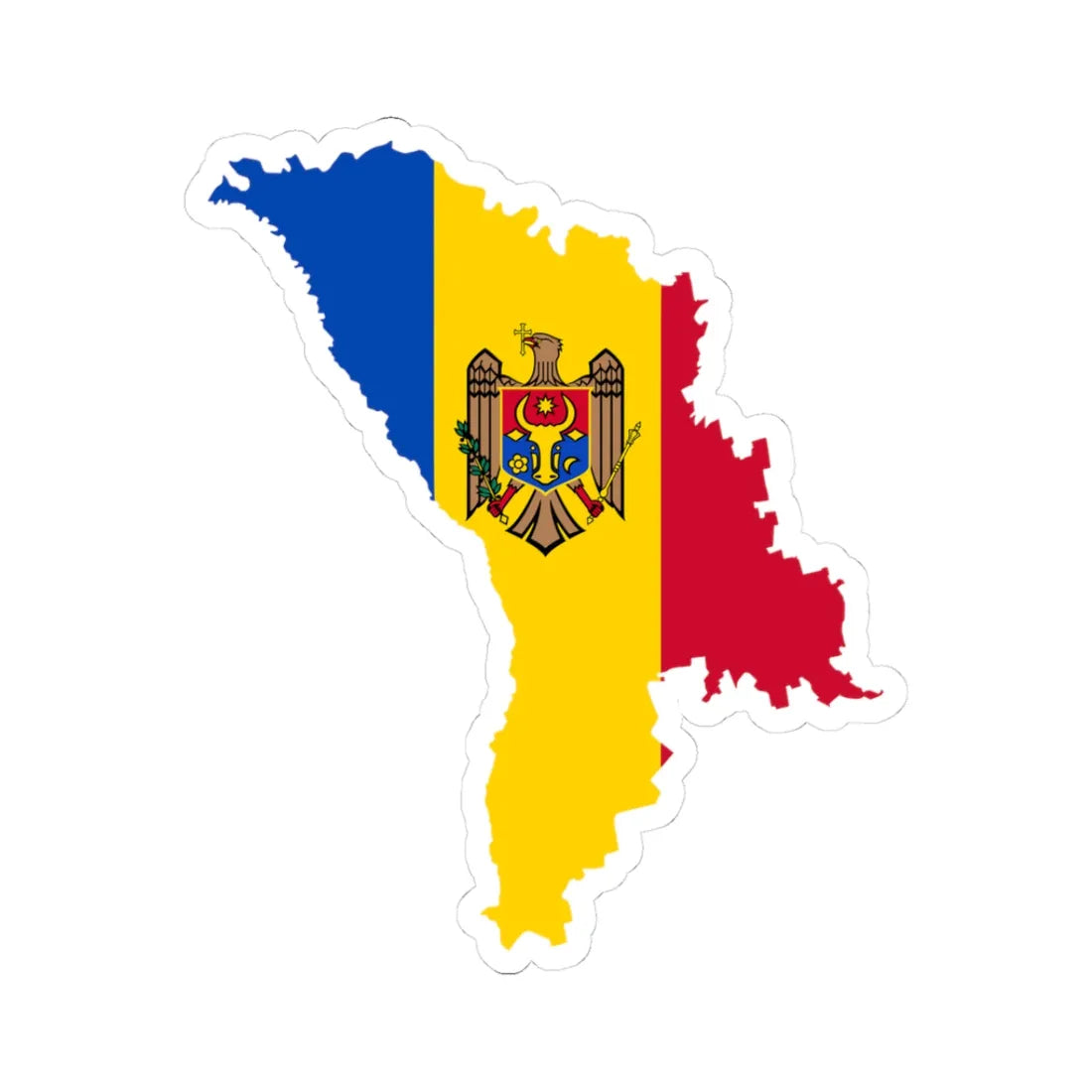 Flag map of Moldova (Moldova) STICKER Vinyl Kiss-Cut Decal 3 Inch White - The Sticker Space