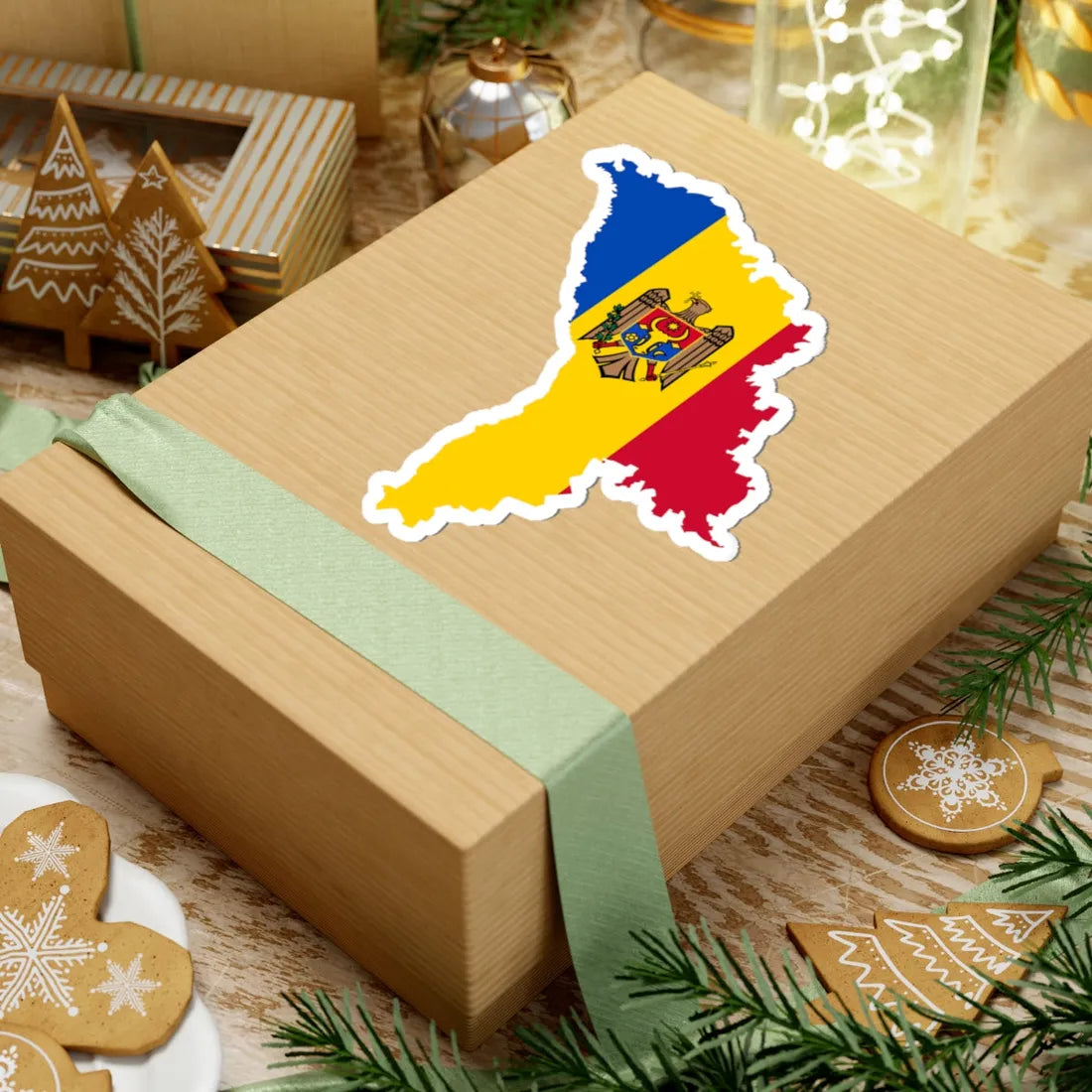 Flag map of Moldova (Moldova) STICKER Vinyl Kiss-Cut Decal - The Sticker Space