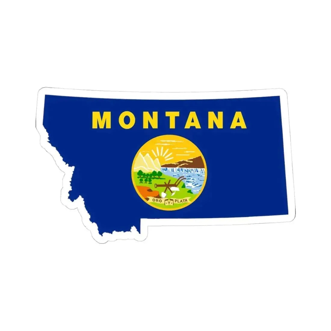 Flag-map of Montana (United States) STICKER Vinyl Kiss-Cut Decal 4 Inch White - The Sticker Space