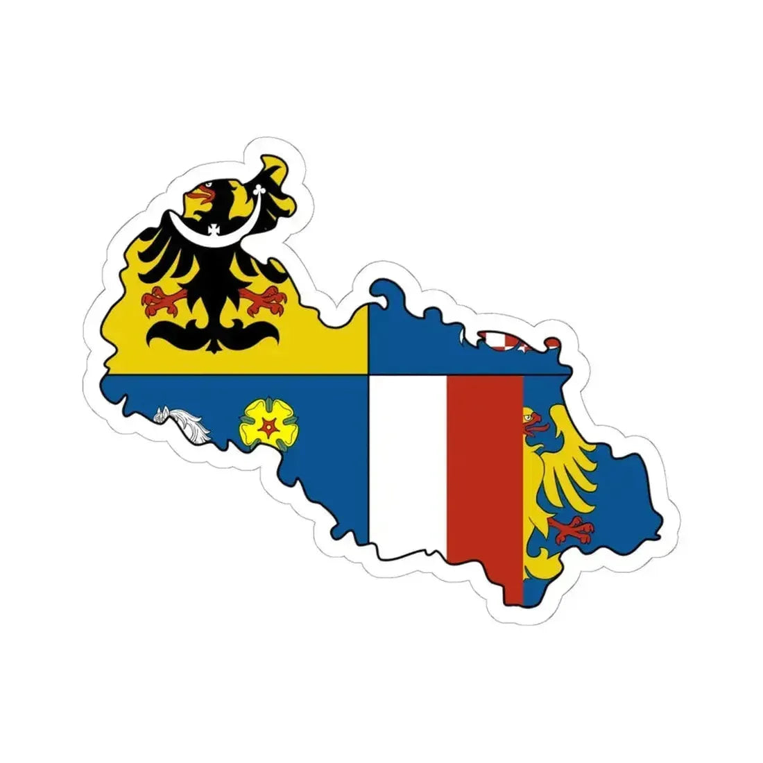 Flag-map of Moravian-Silesian Region (Czech Republic) STICKER Vinyl Kiss-Cut Decal 6 Inch White - The Sticker Space