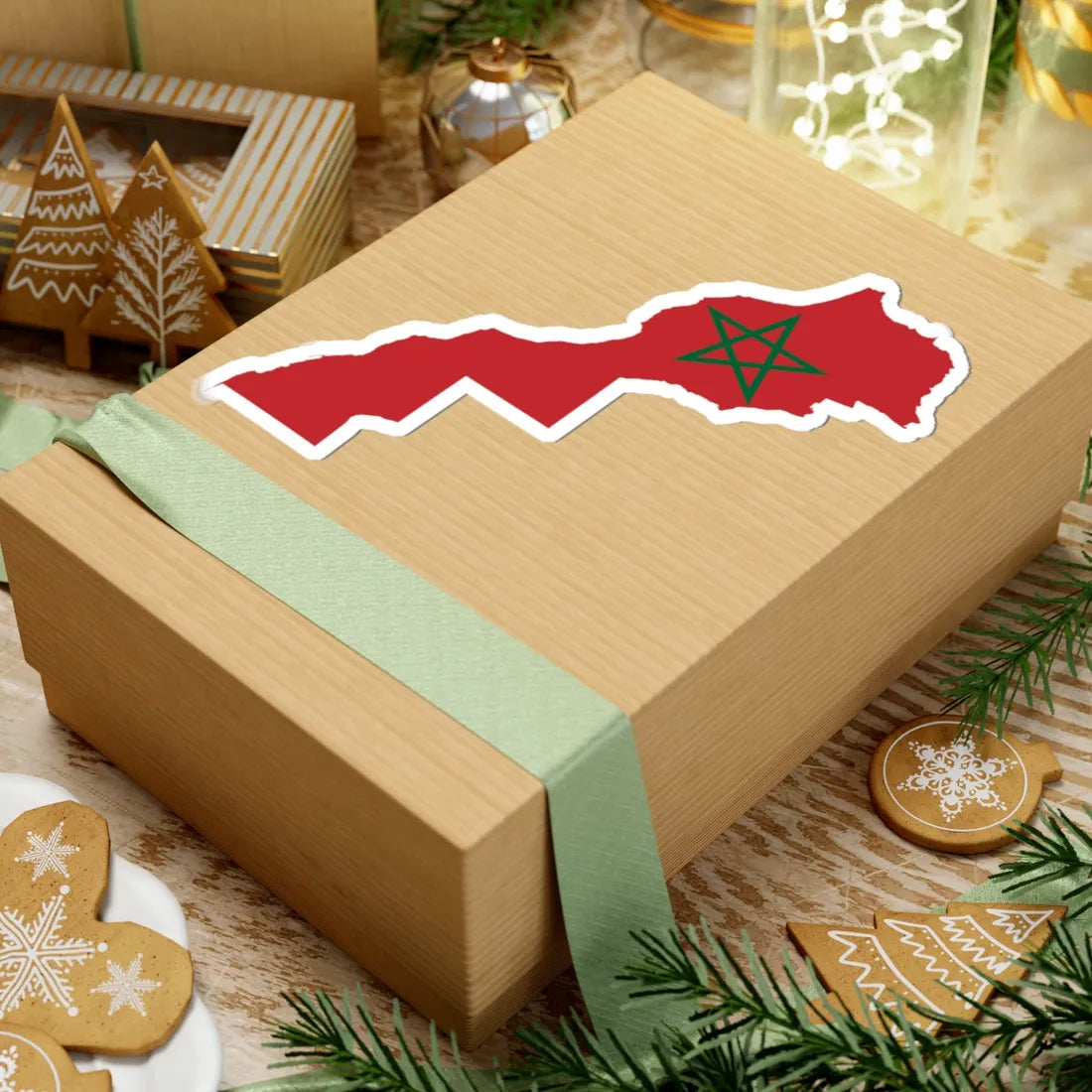 Flag map of Morocco (Morocco) STICKER Vinyl Kiss-Cut Decal - The Sticker Space