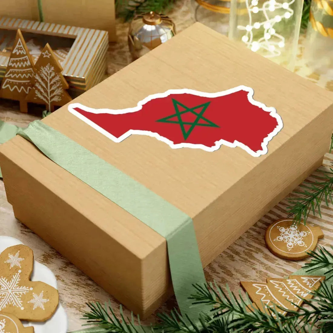 Flag-map of Morocco (Morocco) STICKER Vinyl Kiss-Cut Decal - The Sticker Space