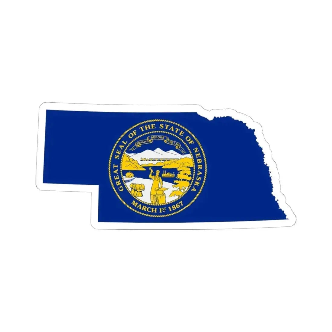 Flag-map of Nebraska (United States) STICKER Vinyl Kiss-Cut Decal 6 Inch White - The Sticker Space
