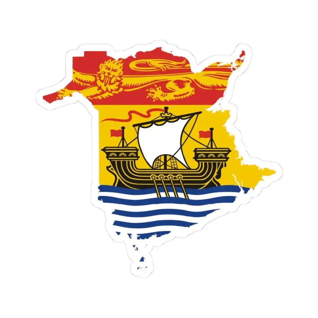 Flag-map of New Brunswick (Canada) STICKER Vinyl Kiss-Cut Decal 3 Inch White - The Sticker Space
