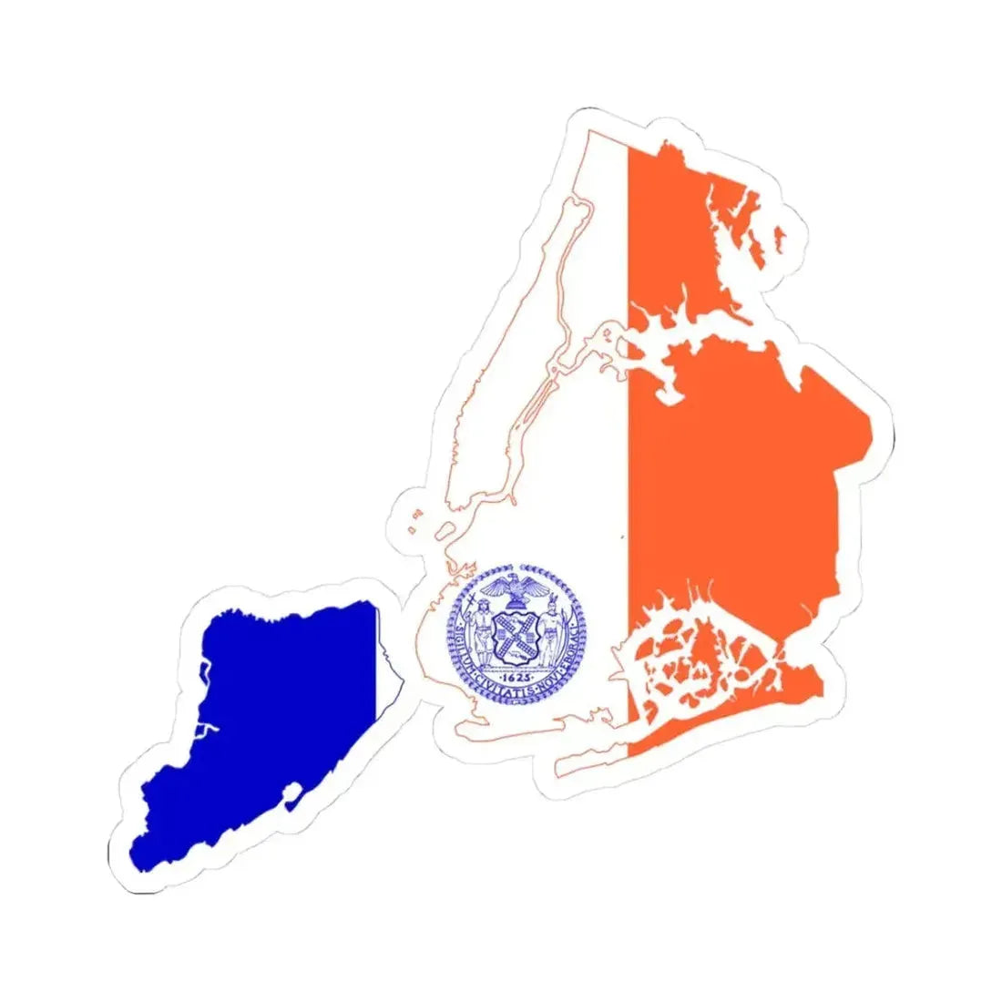 Flag-map of New York City (United States) STICKER Vinyl Kiss-Cut Decal 3 Inch White - The Sticker Space