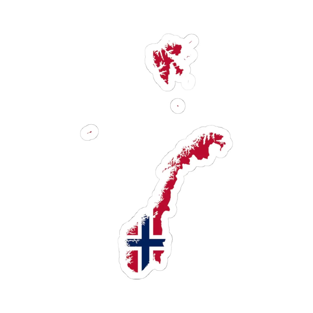 Flag-map of Norway  (Norway) STICKER Vinyl Kiss-Cut Decal 4 Inch White - The Sticker Space