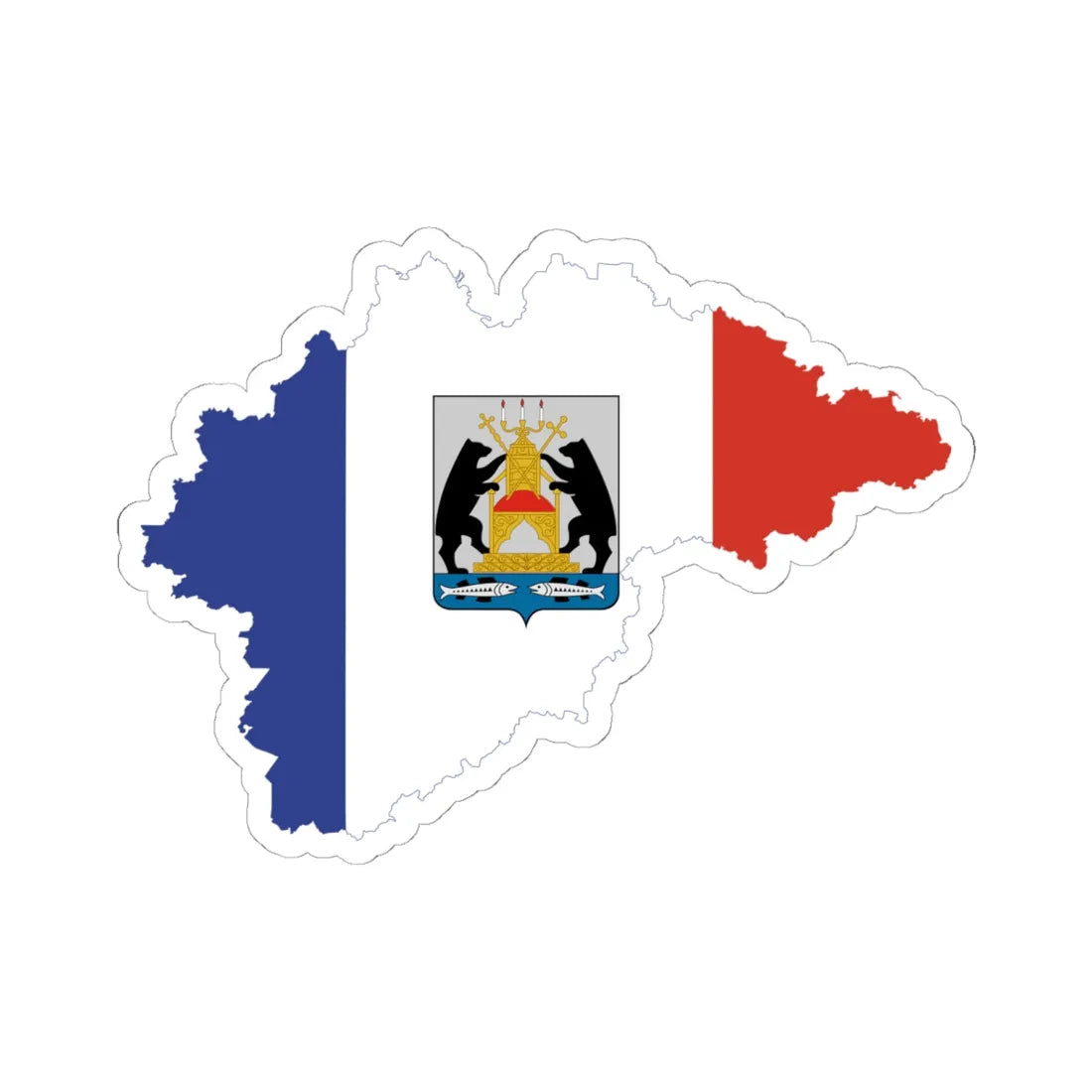 Flag-map of Novgorod Oblast (Russia) STICKER Vinyl Kiss-Cut Decal 6 Inch White - The Sticker Space