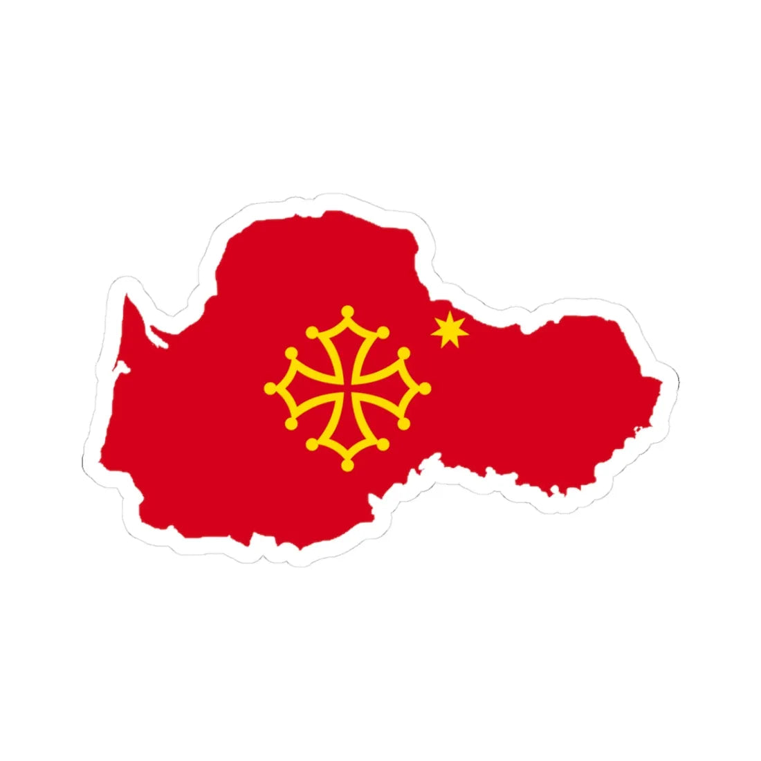 Flag-map of Occitania (France) STICKER Vinyl Kiss-Cut Decal 3 Inch White - The Sticker Space