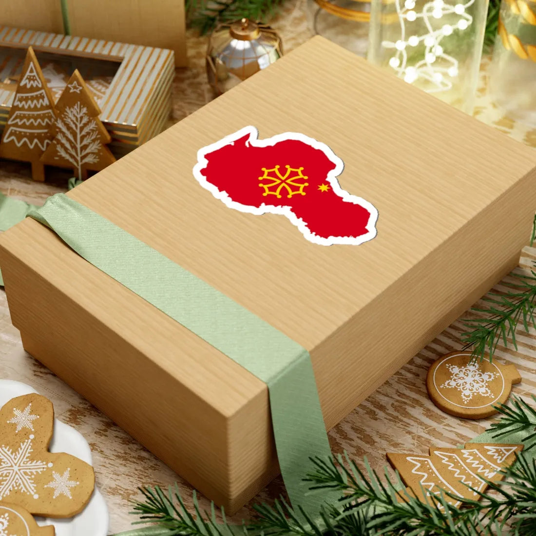 Flag-map of Occitania (France) STICKER Vinyl Kiss-Cut Decal - The Sticker Space