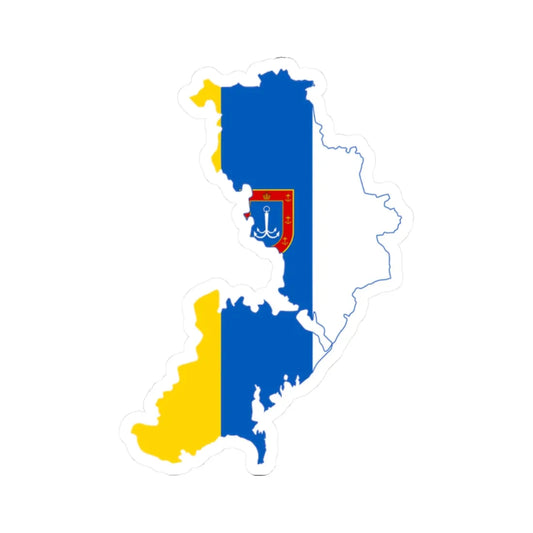 Flag-map of Odesa Oblast (Ukraine) STICKER Vinyl Kiss-Cut Decal 2 Inch White - The Sticker Space