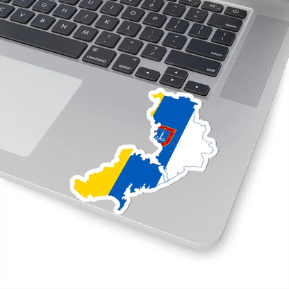 Flag-map of Odesa Oblast (Ukraine) STICKER Vinyl Kiss-Cut Decal - The Sticker Space