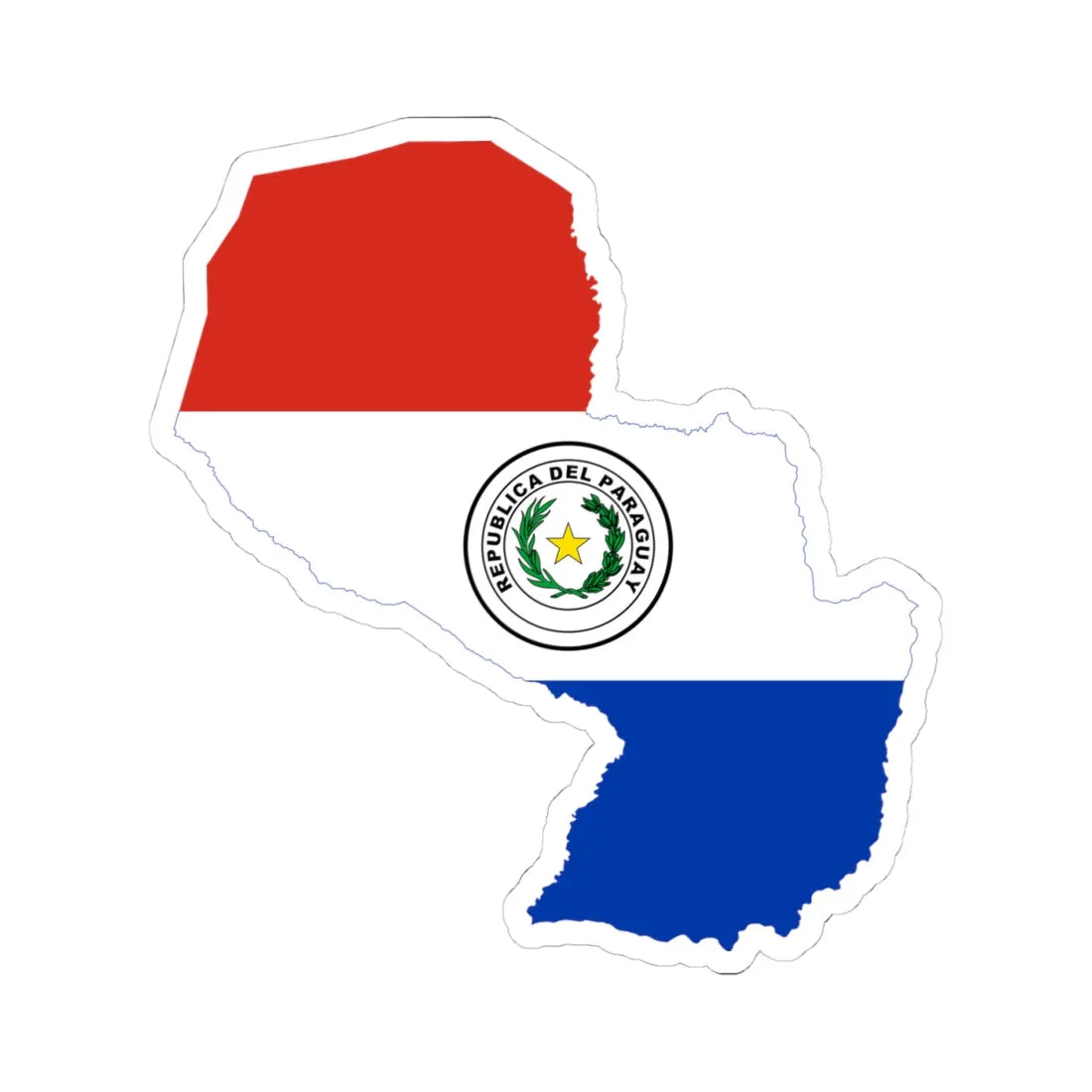 Flag-map of Paraguay (Paraguay) STICKER Vinyl Kiss-Cut Decal 4 Inch White - The Sticker Space