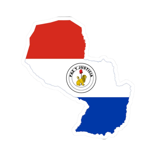 Flag-map of Paraguay reverse (Paraguay) STICKER Vinyl Kiss-Cut Decal 2 Inch White - The Sticker Space