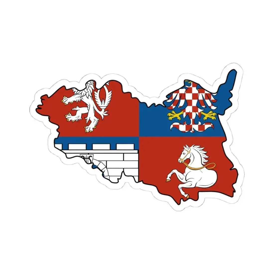 Flag-map of Pardubice Region (Czech Republic) STICKER Vinyl Kiss-Cut Decal 4 Inch White - The Sticker Space
