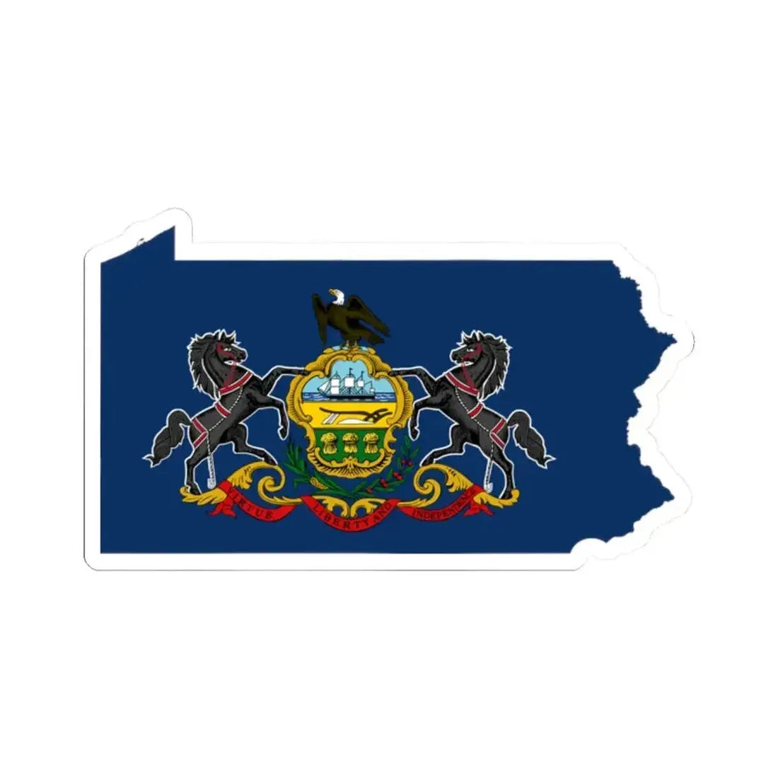 Flag-map of Pennsylvania (United States) STICKER Vinyl Kiss-Cut Decal 2 Inch White - The Sticker Space