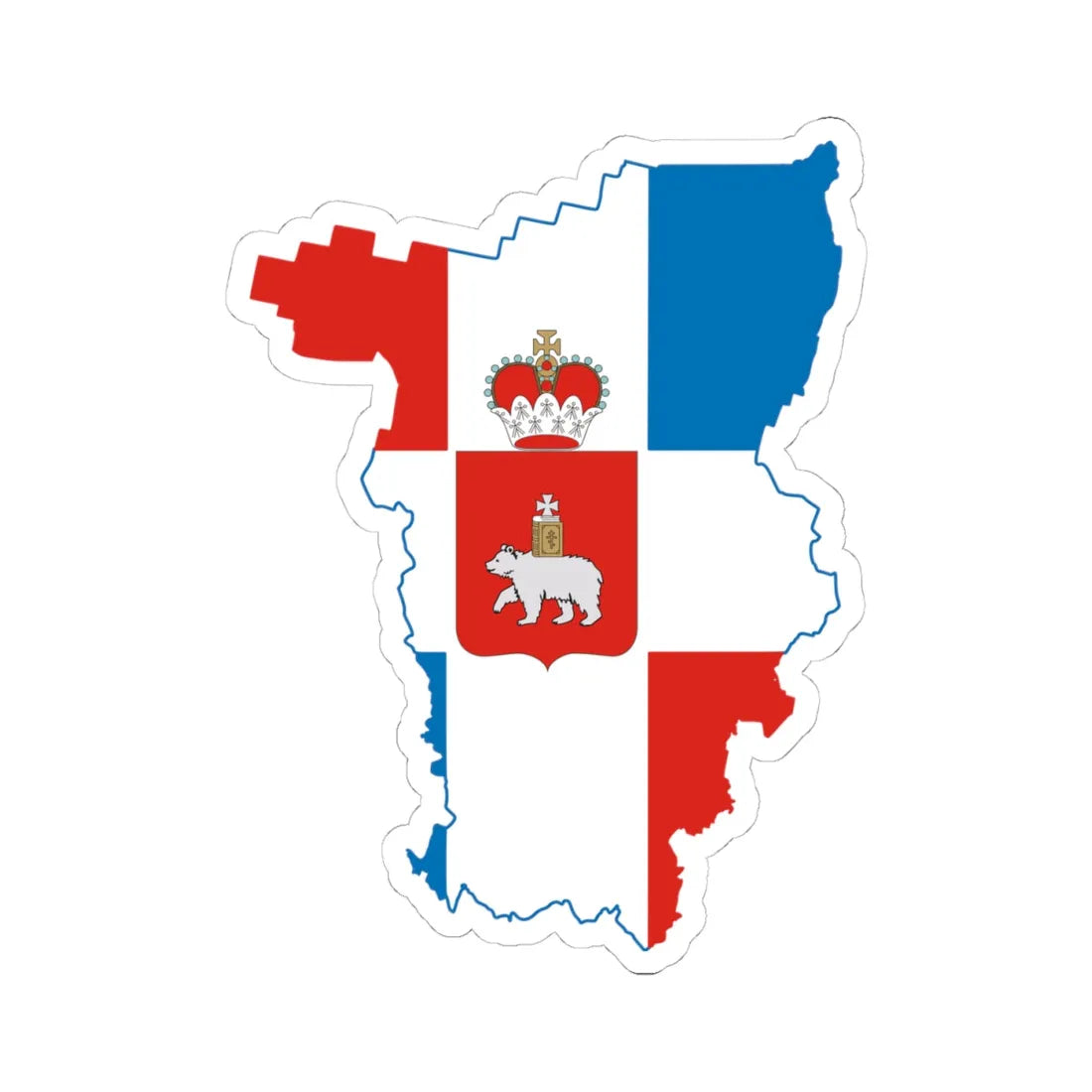 Flag-map of Perm Krai (Russia) STICKER Vinyl Kiss-Cut Decal 4 Inch White - The Sticker Space