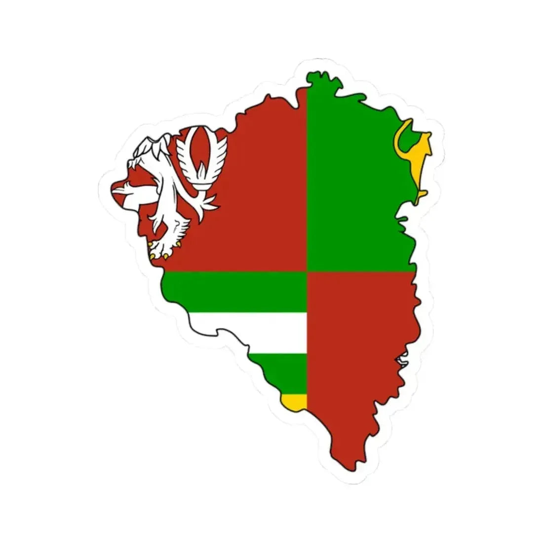 Flag-map of Plzen Region (Czech Republic) STICKER Vinyl Kiss-Cut Decal 2 Inch White - The Sticker Space